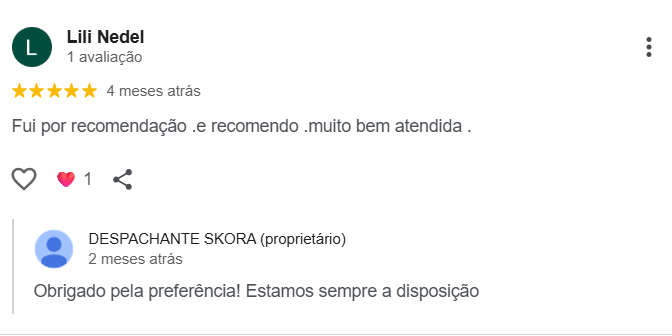 Avaliação 5 estrelas no Google de Edson Lima