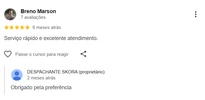 Avaliação 5 estrelas no Google de Marcos Trajano